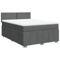 cadre de lit avec matelas Gris foncé 140x200cm Tissu