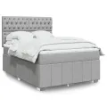 cadre de lit avec matelas Gris clair 140x200cm Tissu