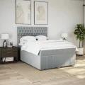 cadre de lit avec matelas Gris clair 140x200cm Tissu