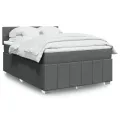 cadre de lit avec matelas Gris foncé 140x200cm Tissu