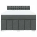 cadre de lit avec matelas Gris foncé 140x190cm Tissu