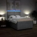 cadre de lit avec matelas Gris clair 140x200cm Tissu