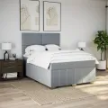 cadre de lit avec matelas Gris clair 140x200cm Tissu