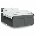 cadre de lit avec matelas Gris foncé 140x190cm Tissu