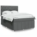 cadre de lit avec matelas Gris foncé 140x190cm Tissu