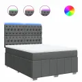 cadre de lit avec matelas Gris foncé 140x190cm Tissu