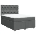 cadre de lit avec matelas Gris foncé 140x190cm Tissu