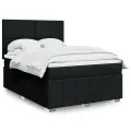 cadre de lit avec matelas Noir 140x200 cm Tissu
