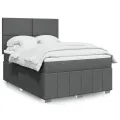 cadre de lit avec matelas Gris foncé 140x200cm Tissu