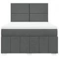 cadre de lit avec matelas Gris foncé 140x200cm Tissu