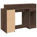 Bureau et lumières LED chêne marron bois d'ingénierie