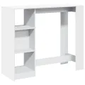 Table de bar et étagère blanc 124x46x103,5 cm bois d'ingénierie