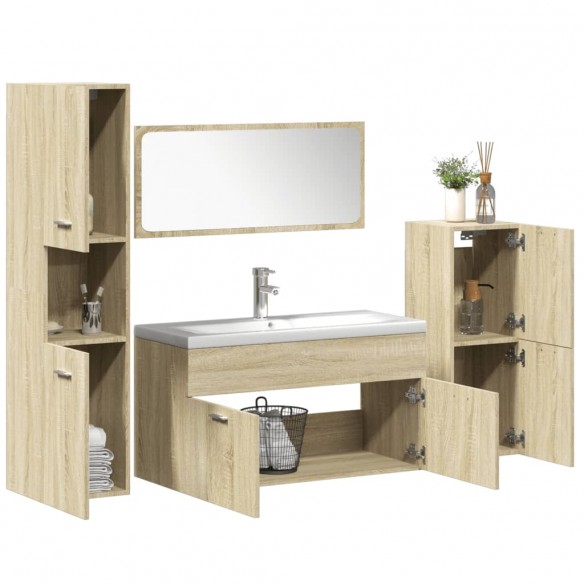 Ensemble de meubles de salle de bain 5 pcs chêne sonoma