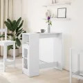 Table de bar avec étagères blanc bois d'ingénierie