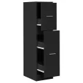 Armoire d'apothicaire noir 30x41x118 cm bois d'ingénierie