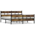 Cadre de lit en métal sans matelas chêne fumé 180x200 cm