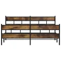 Cadre de lit en métal sans matelas chêne fumé 180x200 cm