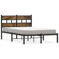 Cadre de lit en métal sans matelas chêne fumé 120x190 cm