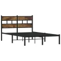 Cadre de lit en métal sans matelas chêne fumé 120x190 cm