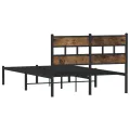 Cadre de lit en métal sans matelas chêne fumé 120x190 cm