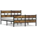 Cadre de lit en métal sans matelas chêne fumé 140x190 cm