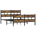 Cadre de lit en métal sans matelas chêne fumé 140x190 cm