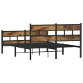 Cadre de lit en métal sans matelas chêne fumé 140x190 cm