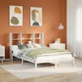 Lit bibliothèque sans matelas blanc 140x200 cm bois pin massif