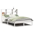 Lit bibliothèque sans matelas blanc 140x200 cm bois pin massif