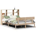 Lit bibliothèque sans matelas 150x200 cm bois massif de pin