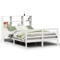 Lit bibliothèque sans matelas blanc 140x200 cm bois pin massif