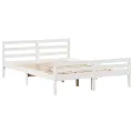 Lit bibliothèque sans matelas blanc 140x200 cm bois pin massif