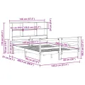 Lit bibliothèque sans matelas blanc 140x200 cm bois pin massif