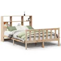 Lit bibliothèque sans matelas 160x200 cm bois massif de pin