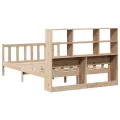 Lit bibliothèque sans matelas 160x200 cm bois massif de pin