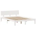 Lit bibliothèque sans matelas blanc 140x200 cm bois pin massif