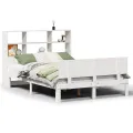Lit bibliothèque sans matelas blanc 160x200 cm bois pin massif