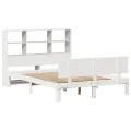 Lit bibliothèque sans matelas blanc 160x200 cm bois pin massif