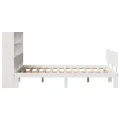 Lit bibliothèque sans matelas blanc 160x200 cm bois pin massif