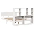 Lit bibliothèque sans matelas blanc 160x200 cm bois pin massif