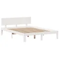 Lit bibliothèque sans matelas blanc 160x200 cm bois pin massif