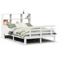 Lit bibliothèque sans matelas blanc 160x200 cm bois pin massif