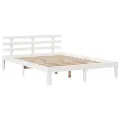 Lit bibliothèque sans matelas blanc 160x200 cm bois pin massif