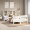 Lit bibliothèque sans matelas blanc 160x200 cm bois pin massif