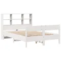 Lit bibliothèque sans matelas blanc 160x200 cm bois pin massif