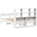 Lit bibliothèque sans matelas blanc 160x200 cm bois pin massif