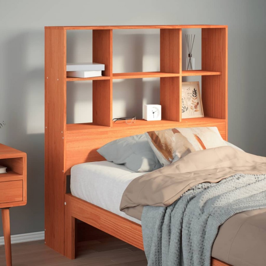 Tête de lit avec rangement cire marron 100cm bois massif de pin