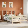 Lit bibliothèque sans matelas 140x200 cm bois massif de pin