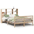 Lit bibliothèque sans matelas 140x200 cm bois massif de pin