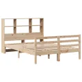 Lit bibliothèque sans matelas 140x200 cm bois massif de pin